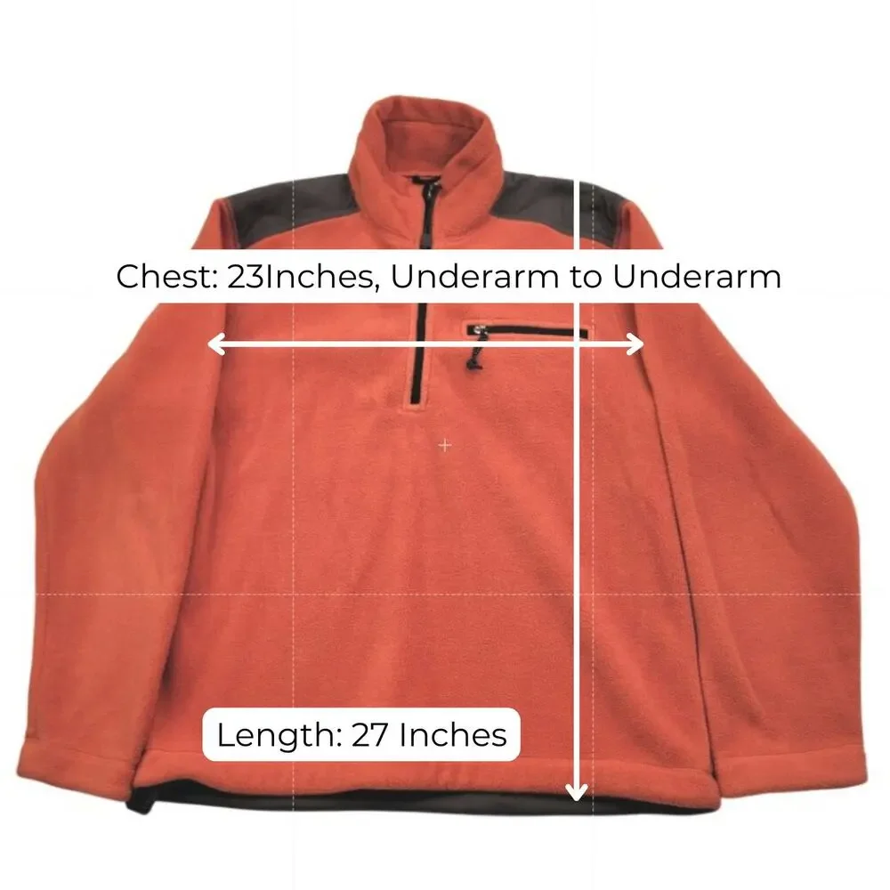 J. Crew 1/2 Zip Polartec Fleece Pullover Jacket Medium Rust Orange Vintage